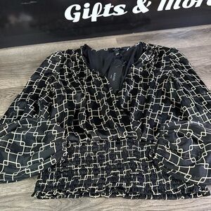 Haver London Black and White Geometric Blouse